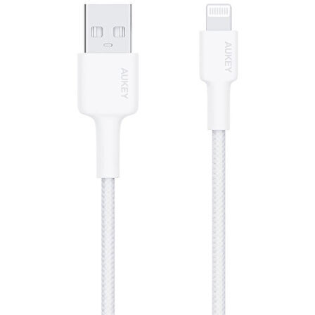 AUKEY CB-BAL7-WH NAYLON ÖRGÜLÜ USB-A LİGHTNİNG KABLOSU 0.9MT