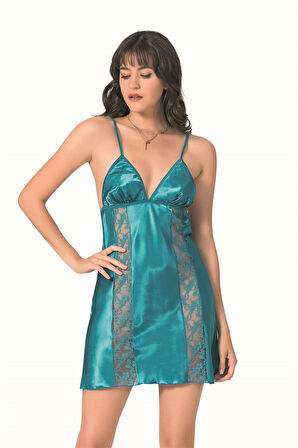 Arias Closet Petrol Kısa Saten Gecelik OZN-12728