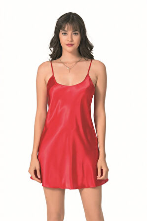 Arias Closet Kırmızı Kısa Saten Gecelik OZN-12784