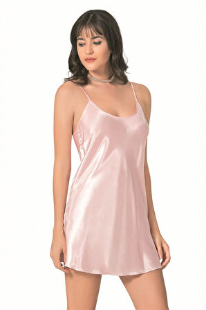 Arias Closet Somon Kısa Saten Gecelik OZN-12793