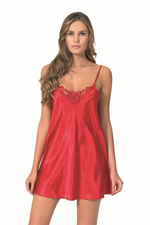 Arias Closet Kırmızı Kısa Saten Gecelik OZN-12886