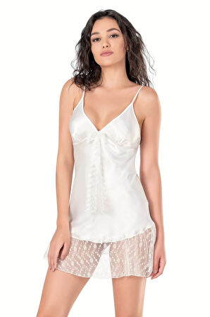 Arias Closet Ekru Kısa Saten Gecelik OZN-14143