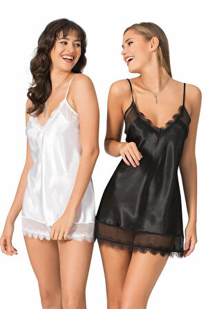 Arias Closet Ekru Kısa Saten Gecelik OZN-21924