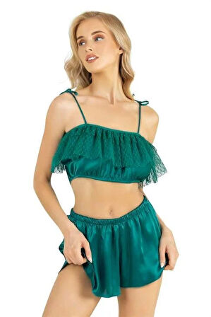 Arias Closet Zümrüt Saten Şort Takımı 9206 OZN-22536