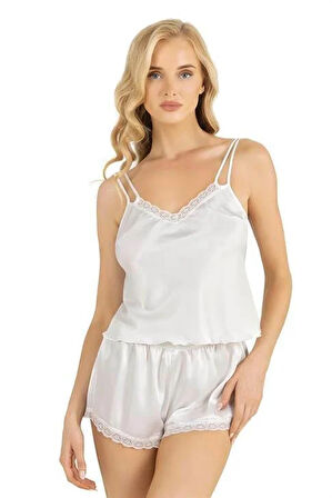 Arias Closet Ekru Saten Şort Takımı 9210 OZN-22543
