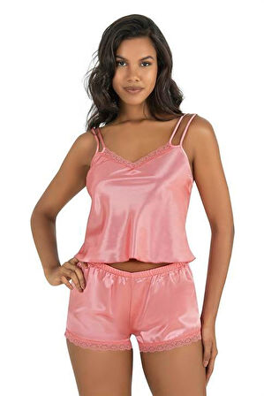 Arias Closet Mercan Saten Şort Takımı 9210 OZN-22544