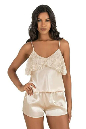 Arias Closet Fildişi Saten Şort Takımı 9214 OZN-22582