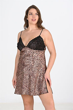 Arias Closet Büyük Beden 2li Leopar Sabahlık Takımı Bigsize 6203 OZN-22615