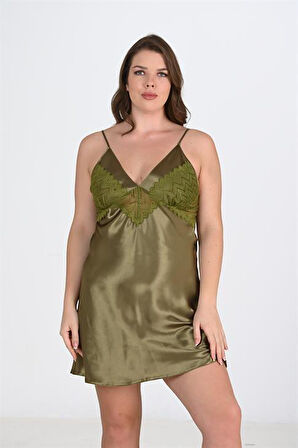 Arias Closet Büyük Beden Haki Gecelik 2104 OZN-22662