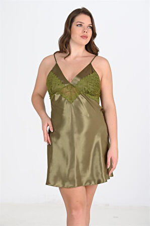 Arias Closet Büyük Beden Haki Gecelik 2104 OZN-22662