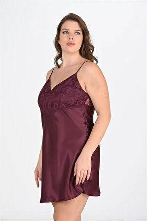 Arias Closet Büyük Beden Mürdüm Gecelik 2108 OZN-22665