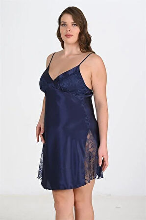 Arias Closet Büyük Beden Lacivert Gecelik 2111 OZN-22668