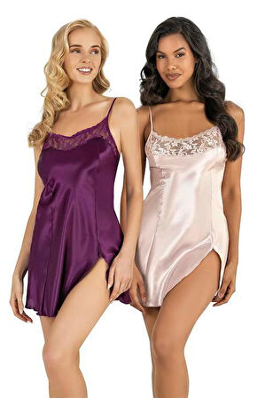 Arias Closet Pudra Kısa Saten Gecelik 8217 OZN-22708