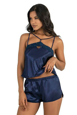 Arias Closet Lacivert Saten Şort Takımı OZN-22719