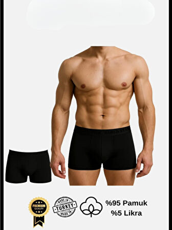 Aria's Closet Pamuklu Düz Siyah Renk Erkek Boxer