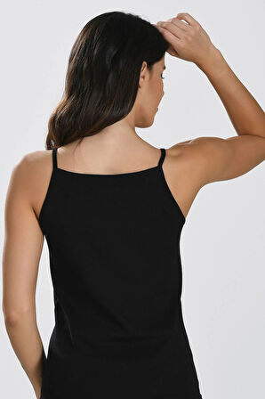 Aria's Closet İp Askılı Siyah Ribana Atlet