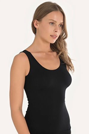 Aria's Closet Geniş Askılı Siyah Ribana Atlet