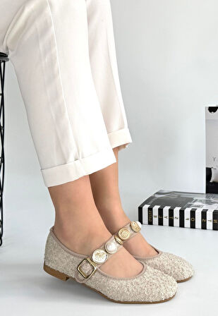 Copte Bej Süet Babet Ayakkabı