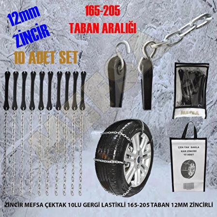 VİTEKSA ZİNCİR ÇEKTAK 10 ADET GERGİ LASTİKLİ 165-205 12MM