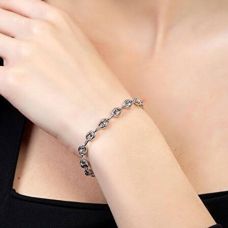 Zarif Tasarım Silver Renk 925 Ayar Gümüş Kadın Bileklik