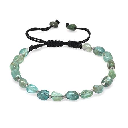 Makrome Örgülü Naturel Kesim Larimar Doğaltaş Erkek Bileklik
