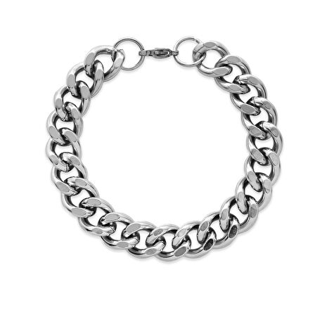 Silver Renk Gurmet Zincirli Modern Tasarım Erkek Çelik Bileklik