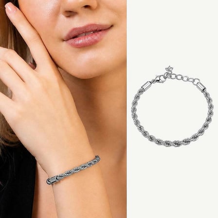 Silver Renk Çelik Kadın Halat Zincir Bileklik