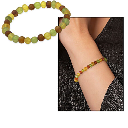 Mat Multicolor Renk Natural Form Doğal Damla Kehribar Kadın Bileklik