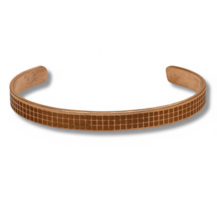 Kadın Bakır Bileklik - Kare Desenli - Esnek Yapılı