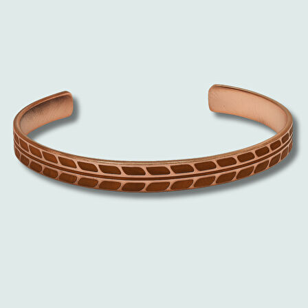 Kadın Bakır Bileklik - Buğday Desenli - Esnek Yapılı