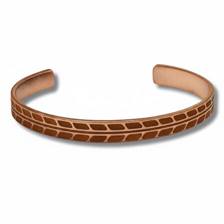 Kadın Bakır Bileklik - Buğday Desenli - Esnek Yapılı