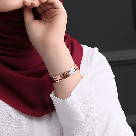 Kadın Bakır Bileklik - Üzeri Felak Suresi Yazılı - Esnek Yapılı