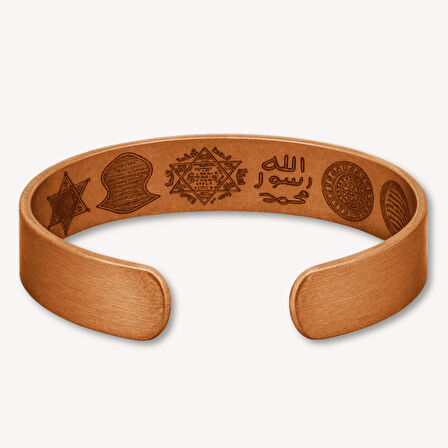 8 Motifli Bakır Kadın Bileklik - Mührü Süleyman'dan Celcelutiye - Nalını Şerif'den, Kıtmir Duası'na