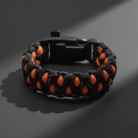 Pusulalı Çakmaklı Taktik Paracord Bileklik - Alev Kamuflaj Desen - Kamp ve Doğa Sporları İçin