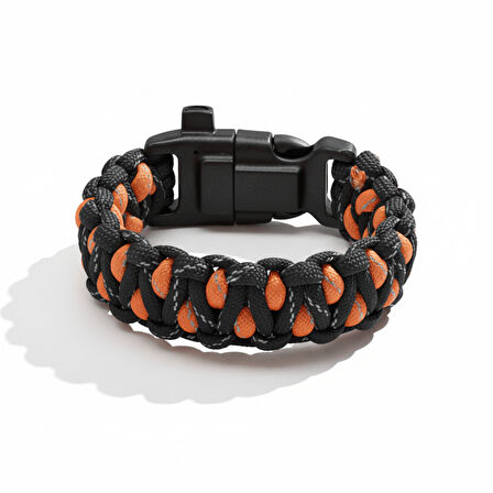 Pusulalı Çakmaklı Taktik Paracord Bileklik - Alev Kamuflaj Desen - Kamp ve Doğa Sporları İçin