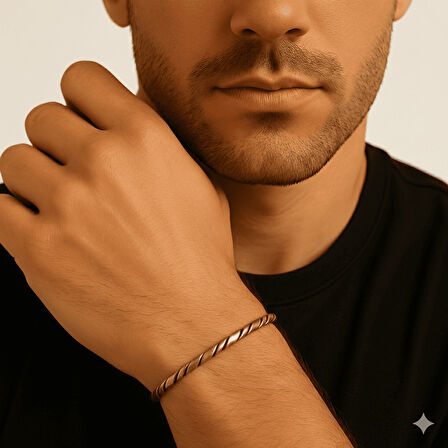 Erkek Bakır Bileklik - Otantik Burma Tasarım - Ayarlanabilir Yapı