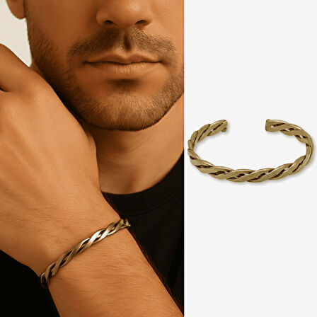 Erkek Bakır Bileklik - Otantik Burma Model - Ayarlanabilir Yapı