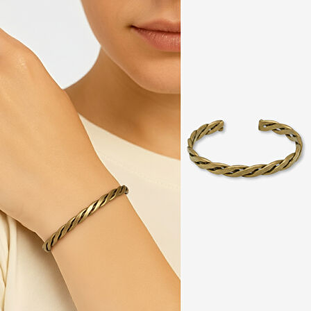 Kadın Bakır Bileklik - Otantik Burma Model - Ayarlanabilir Yapı