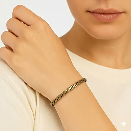 Kadın Bakır Bileklik - Otantik Burma Model - Ayarlanabilir Yapı