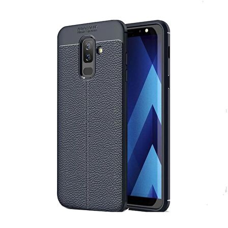 Smcase Samsung Galaxy J8 Deri Dokulu Silikon Kılıf  Nano Ekran Koruyucu
