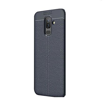 Smcase Samsung Galaxy J8 Deri Dokulu Silikon Kılıf  Nano Ekran Koruyucu