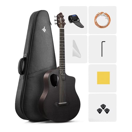 Donner RISING-G1 Carbon Fiber Akustik Gitar Seti (Mat Siyah)