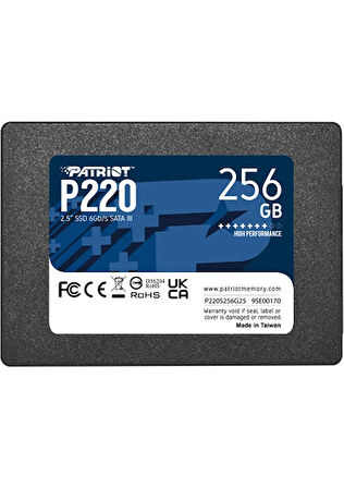 PATRIOT P220 2.5 256GB SATA3 550/490MB/s Ssd Disk (P220S256G25)