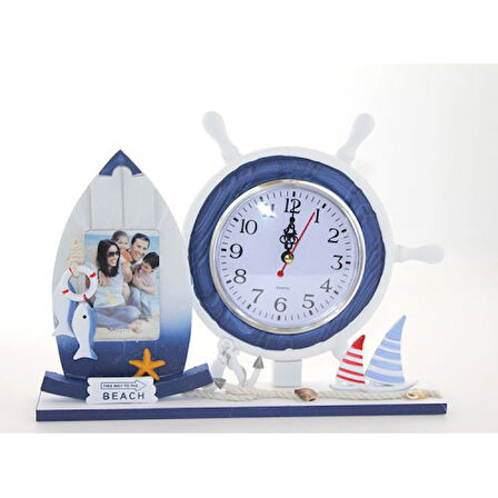Periboia Ahşap Marin Dümenli Çerçeveli Saat Model 1 