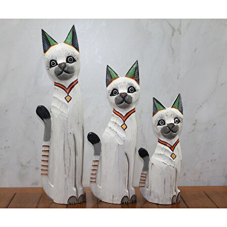 Periboia Ahşap 3'lü Kedi Seti 50 Cm 