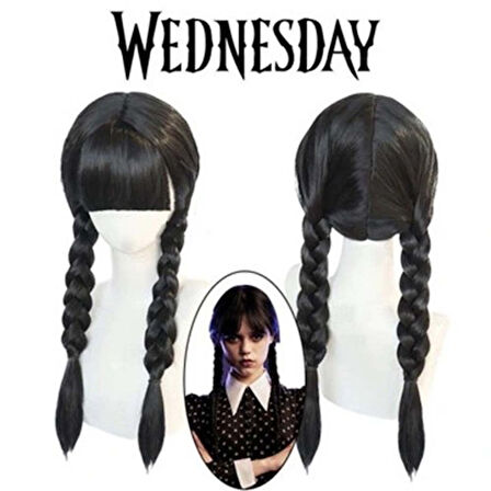 Periboia Wednesday Siyah Örgülü Peruk 