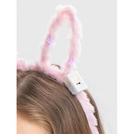 Periboia Led Işıklı Peluş Tavşan Kulak Taç Pembe 