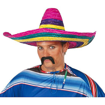 Periboia Sombrero Meksika Şapkası Renkli Örme Hasır Yetişkin Boy