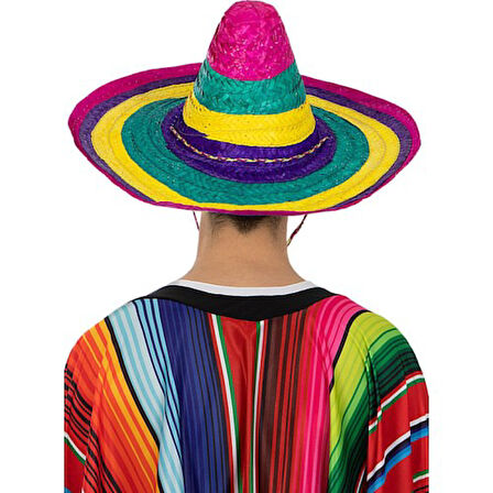 Periboia Sombrero Meksika Şapkası Renkli Örme Hasır Yetişkin Boy