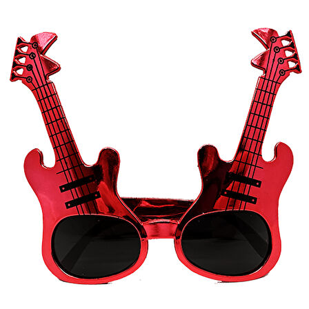 Periboia Kırmızı Renk Gitar Şekilli Parti Gözlüğü 
